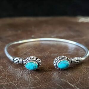 Bohemian Open Turquoise Silver Retro Bracelet